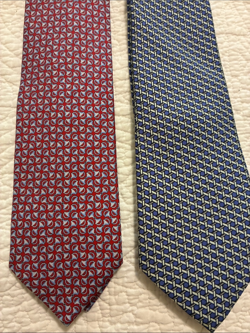 J. McLaughlin Red and Blue Patterned Silk Ties